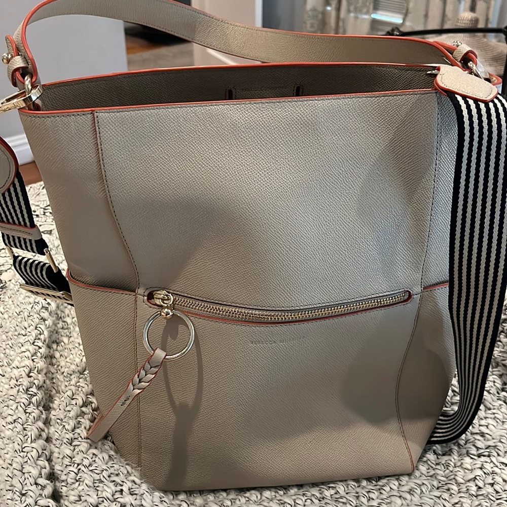 Rebecca Minkoff Gabby Hobo bag with Webbing Stripe Strap, Tahini